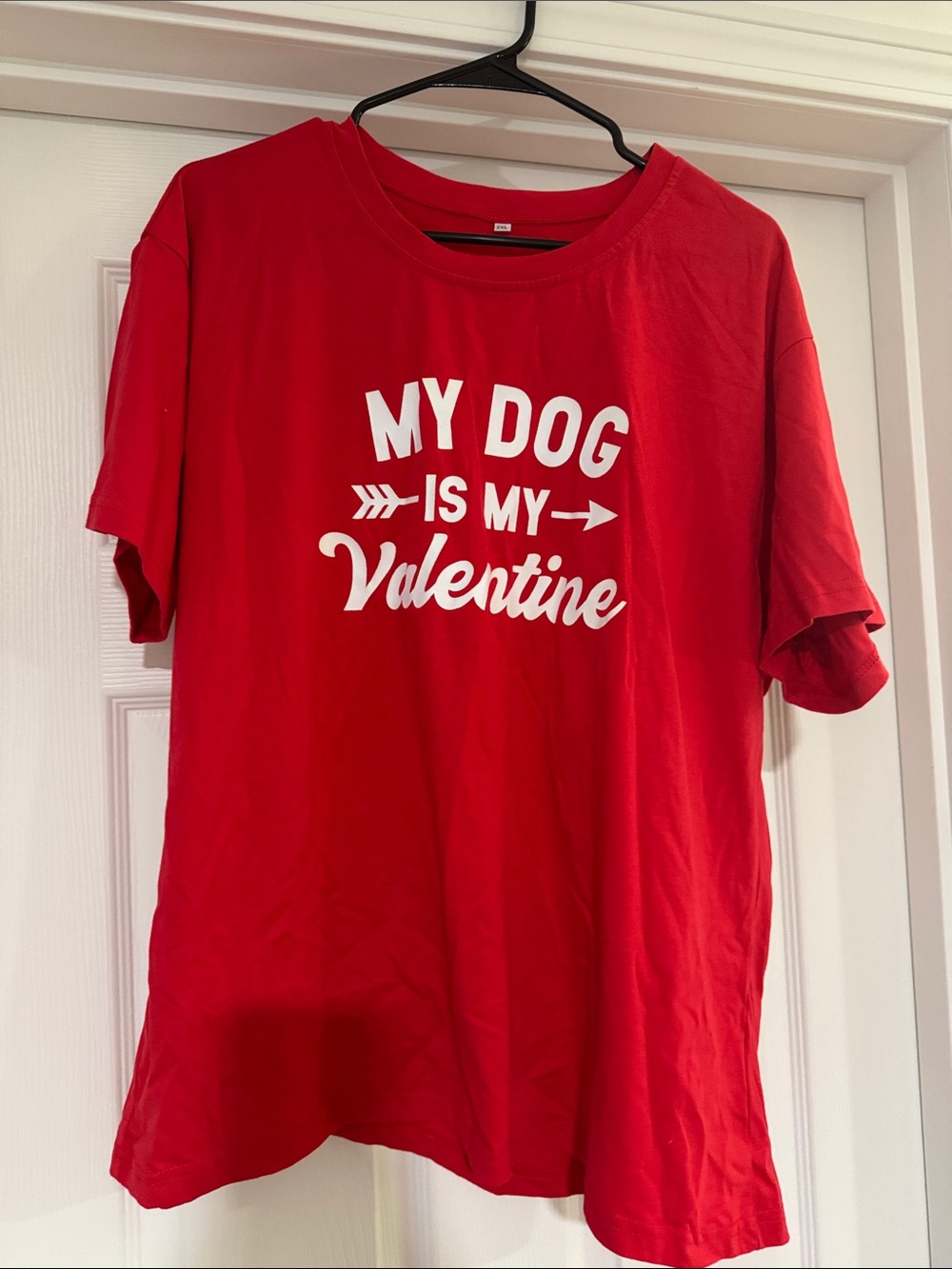 My Dog Is My Valentine Red Graphic Women’s Tee - Pets Dog